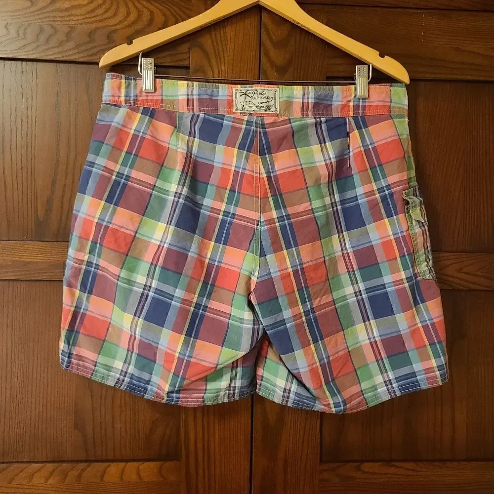 Polo Ralph Lauren Swim Trunks Madras Plaid Size 34